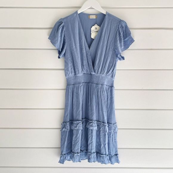Altar’d State Avalina Ruffled Dress In Blue Sold Out In This Color Size Medium - Picture 2 of 11